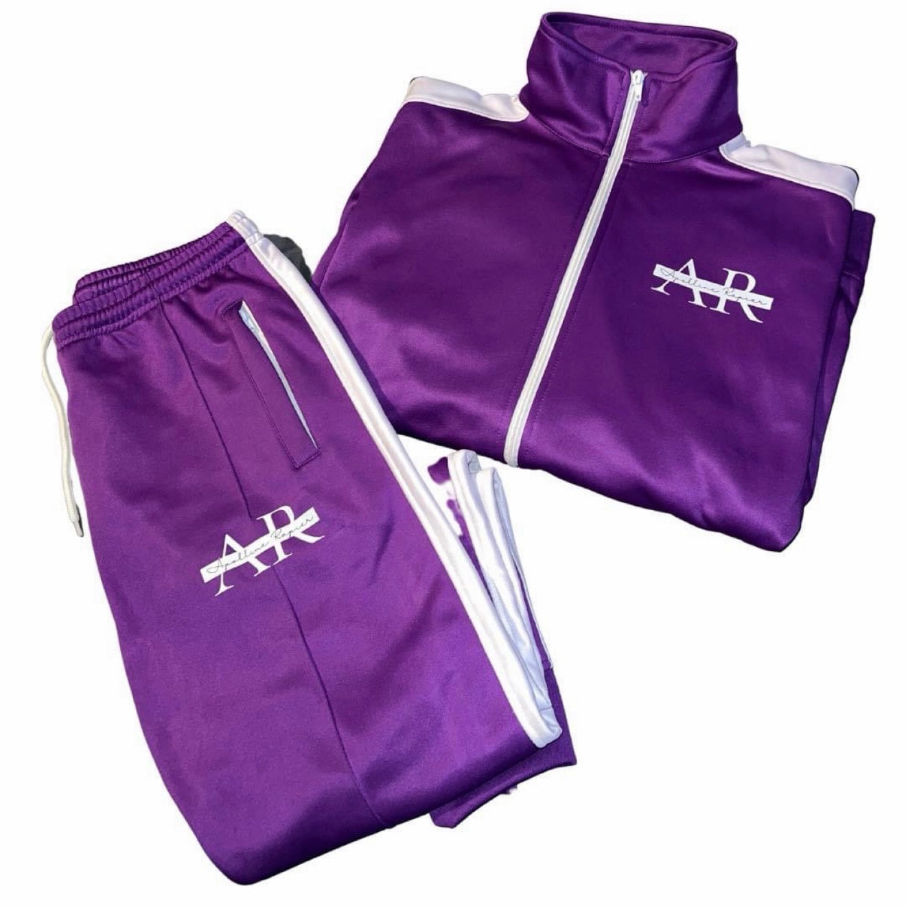 Purple Embroidered Track Suit