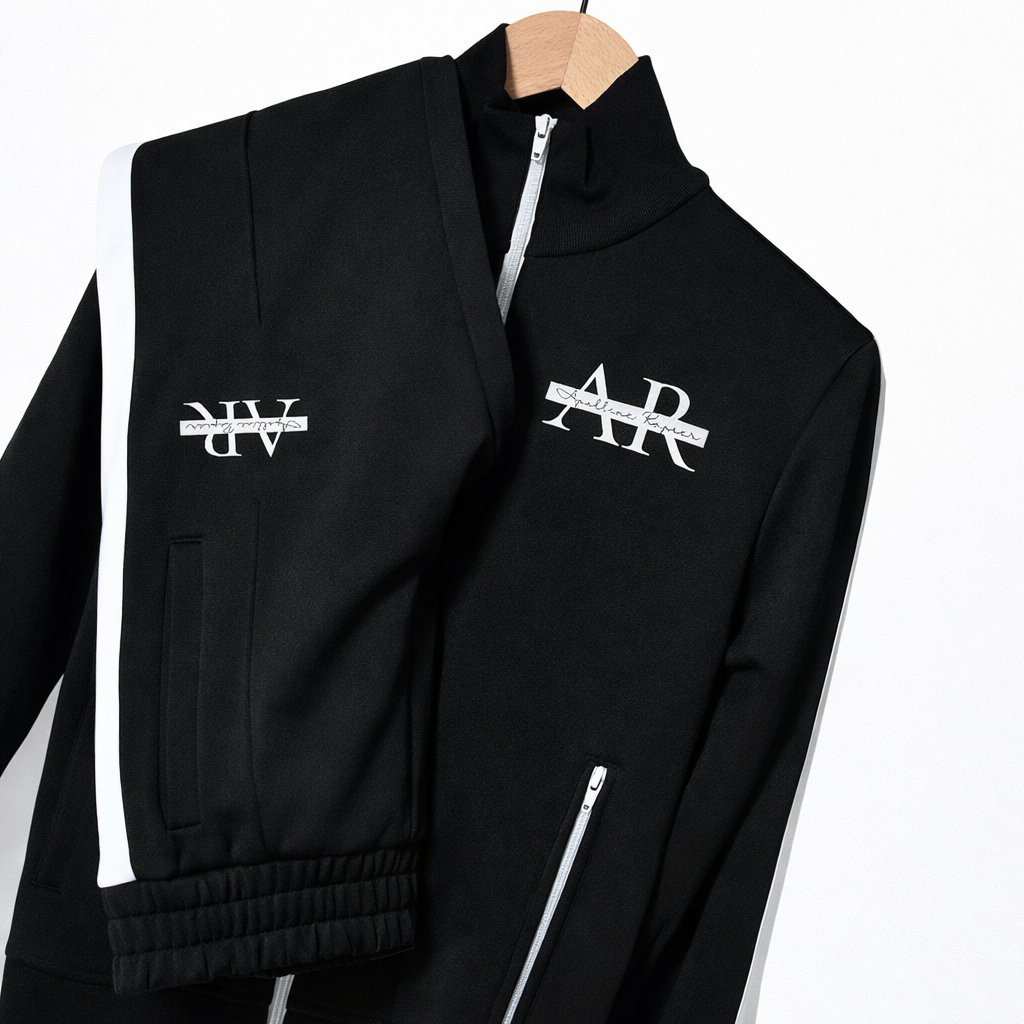 Black Embroidered Track Suit