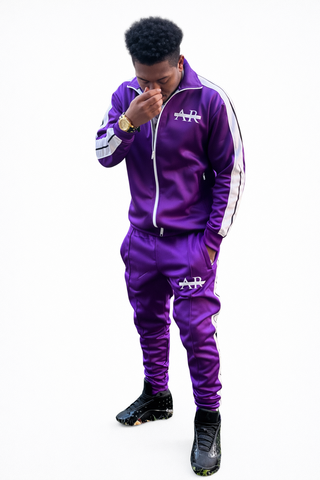 Purple Embroidered Track Suit